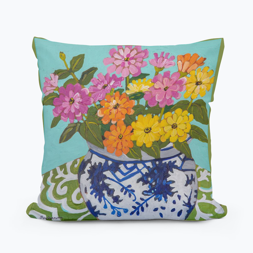 13 Zinnias Pillow
