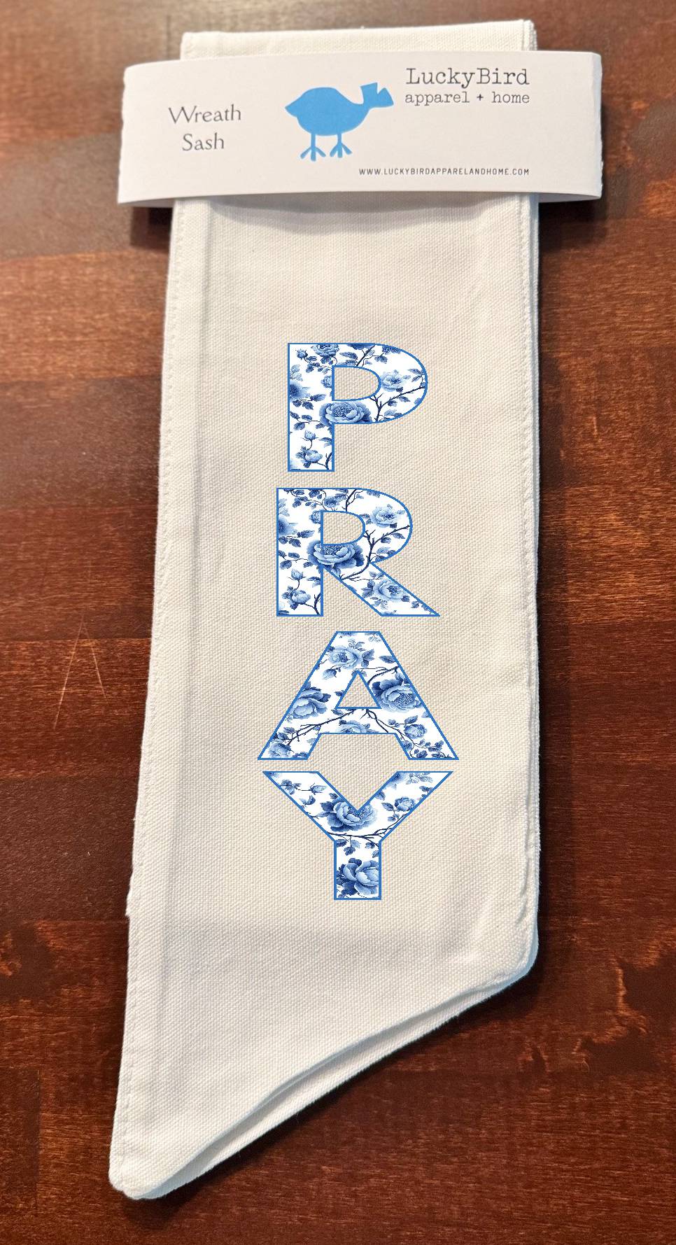 BLUE CHINOSERIE PRAY WREATH SASH