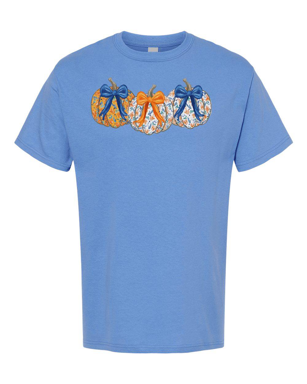 ORANGE & BLUE PATTERN PUMPKIN SHORT SLEEVE TSHIRT