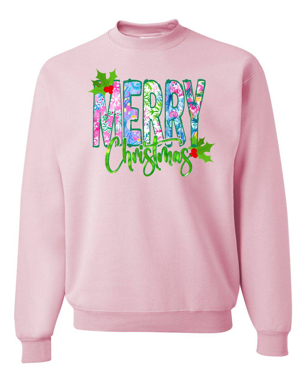 MERRY CHRISTMAS DOODLE PREPPY CREW NECK SWEATSHIRT