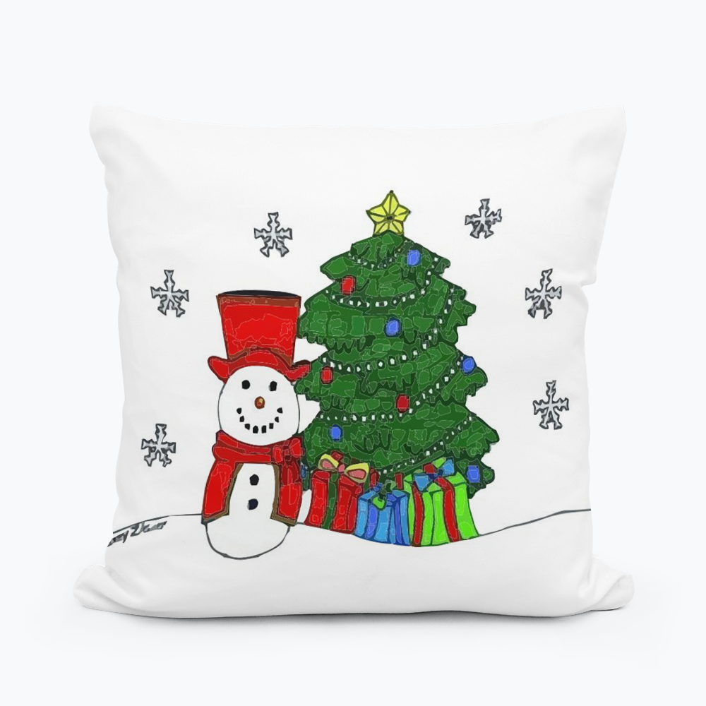 COREY'S SNOWMAN & CHRISTMAS TREE SQUARE PILLOW