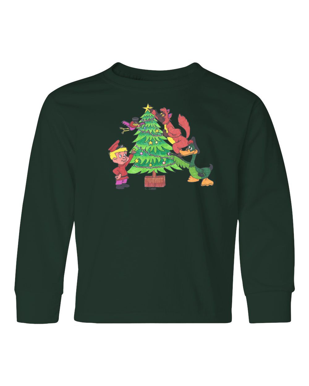 COREY'S PETER & THE WOLF CHRISTMAS ON FOREST GREEN LONG SLEEVE