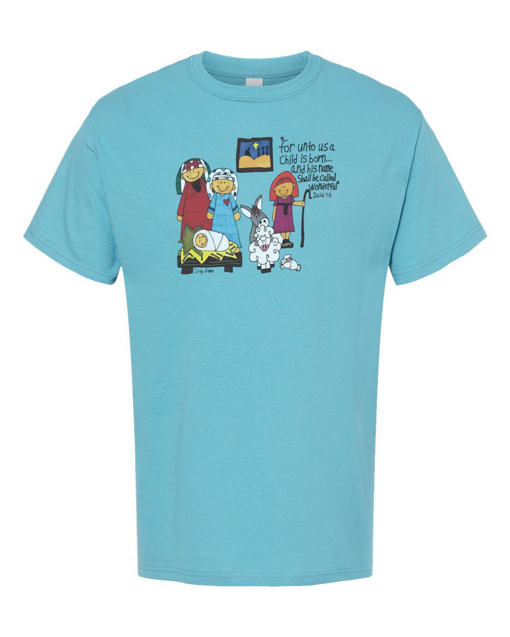 COREY'S NATIVITY ON DIVING BLUE ADULT SHORT SLEEVE