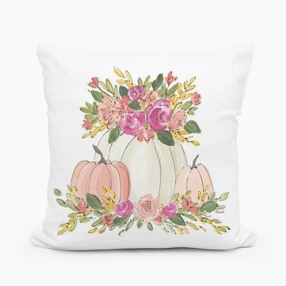 Haley Pumpkins & Flowers Square Pillow
