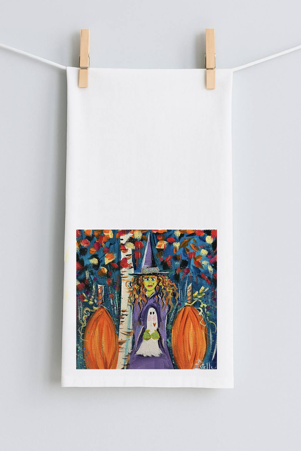 Estelle The Witch & The Ghost Tea Towel