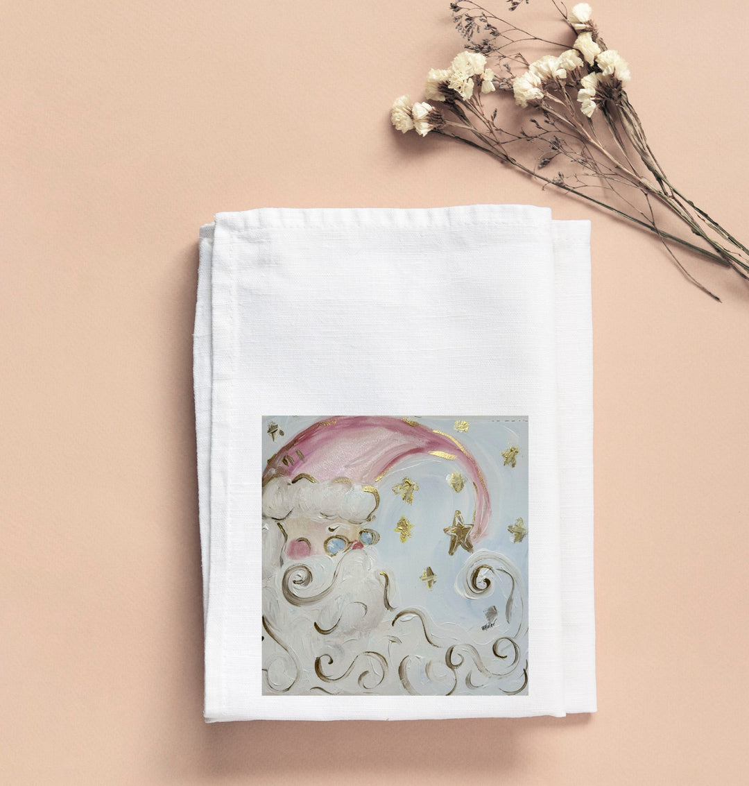 Bridgett's Pink Gold Santa Tea Towel