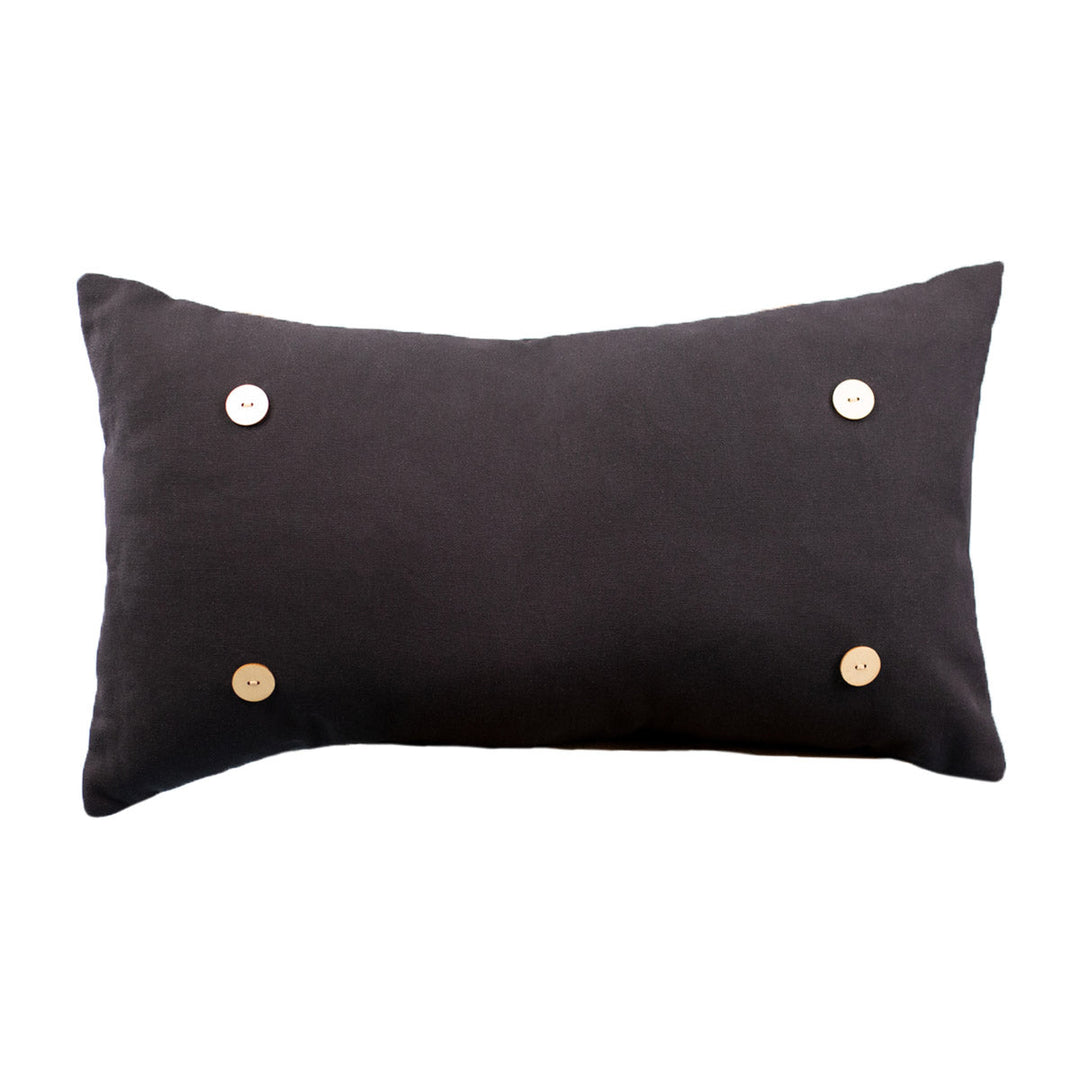 Black Canvas LuckyBird LUMBAR Button Pillow