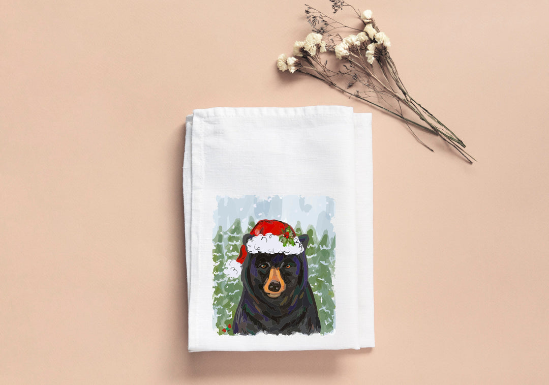 Christmas Black Bear Tea Towel