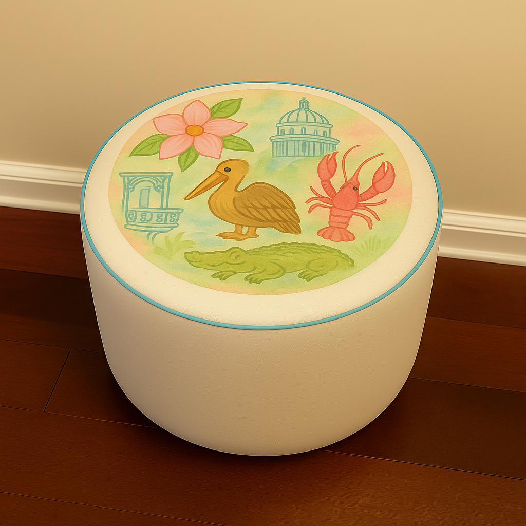 WANDERSOUTH LOUISIANA ROUND OTTOMAN