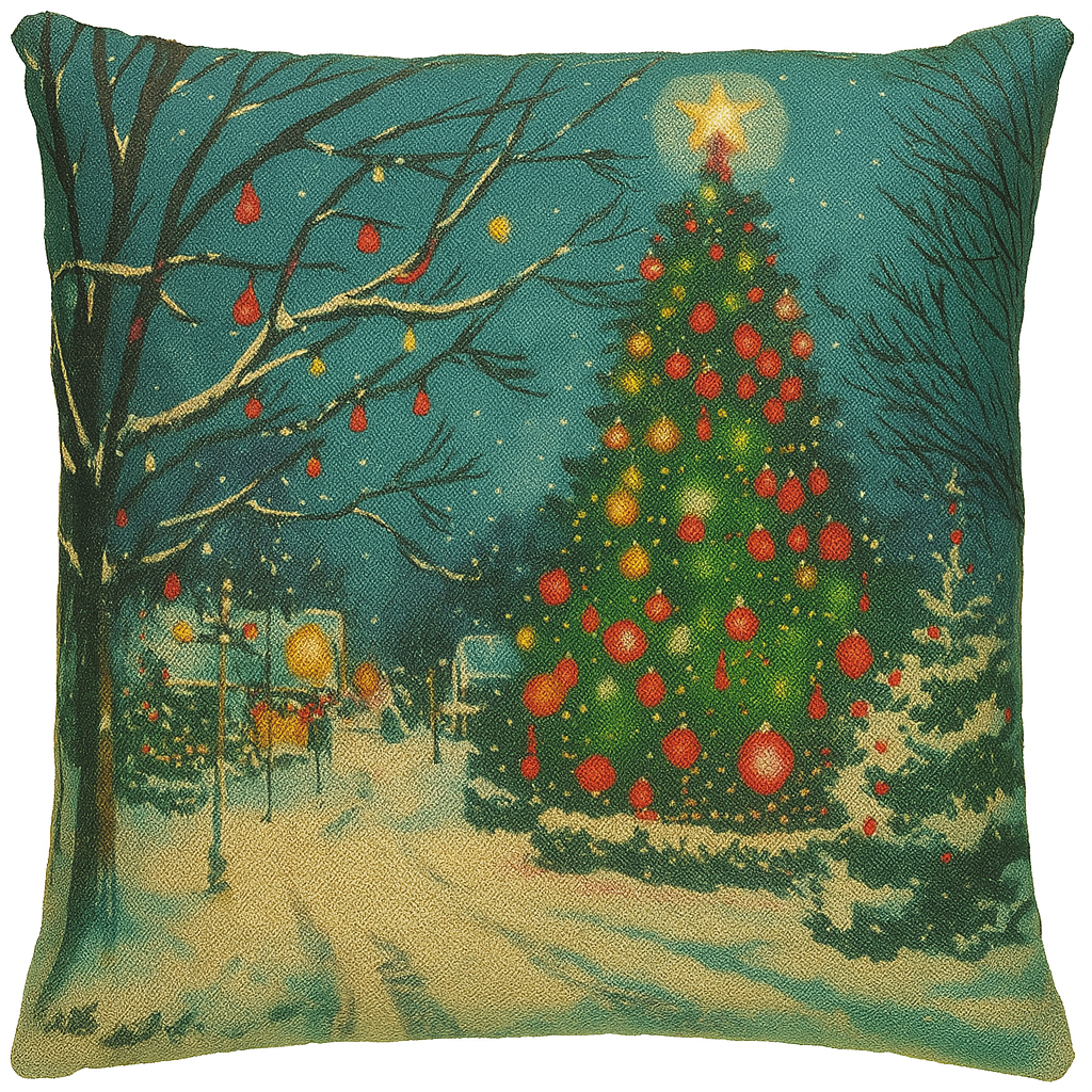 JAN'S HOMETOWN CHRISTMAS SQUARE PILLOW