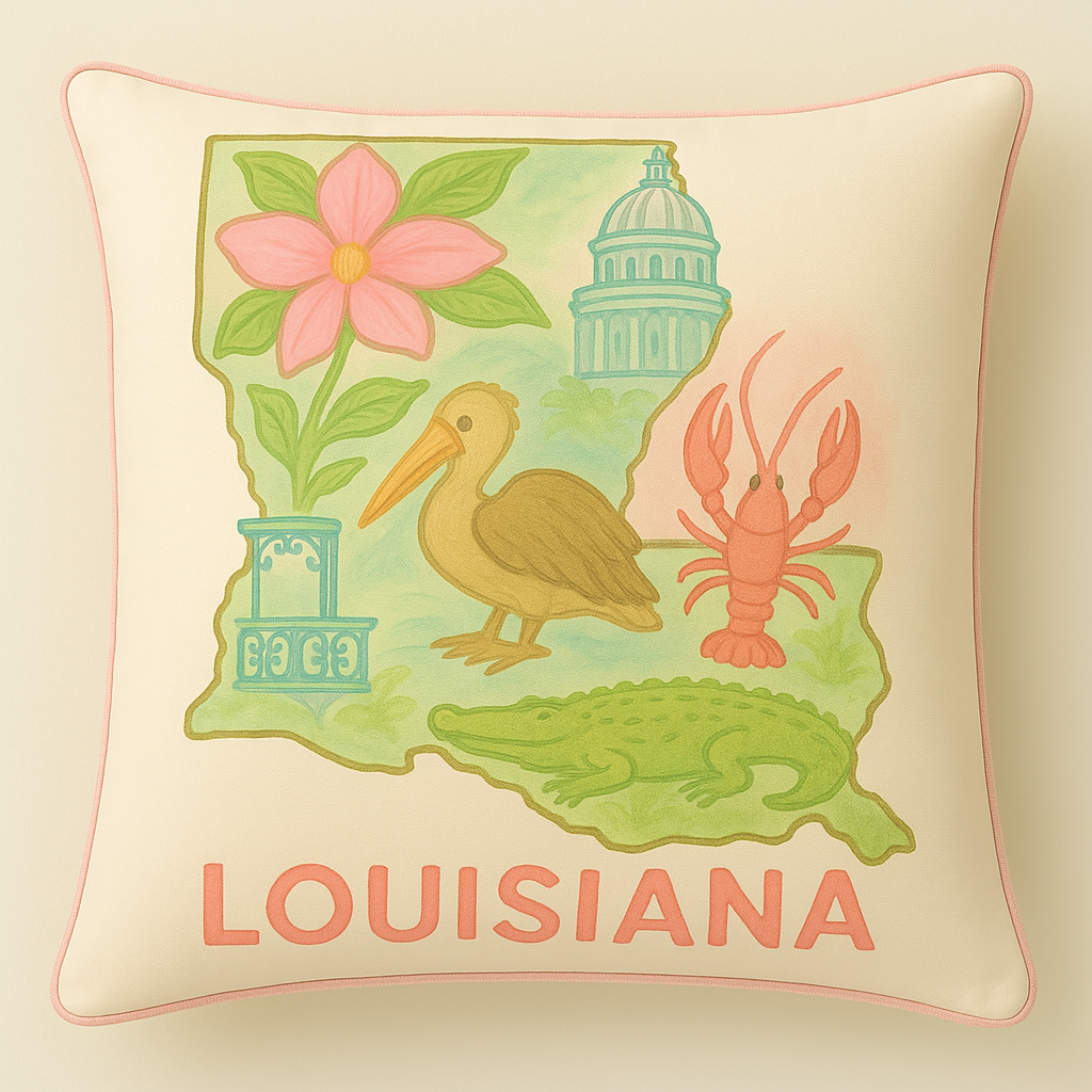 WANDERSOUTH LOUISIANA SQUARE PILLOW