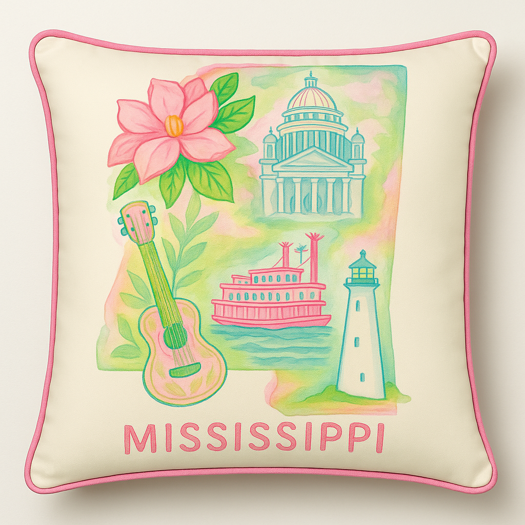 WANDERSOUTH MISSISSIPPI SQUARE PILLOW