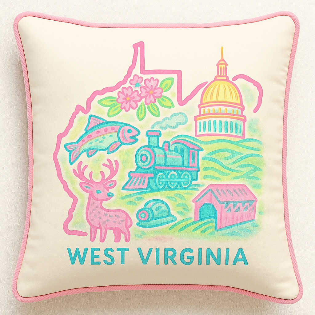WANDERSOUTH WEST VIRGINIA SQUARE PILLOW