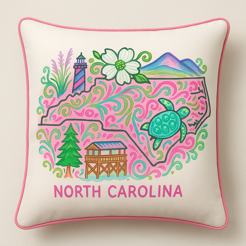 WANDERSOUTH NORTH CAROLINA SQUARE PILLOW