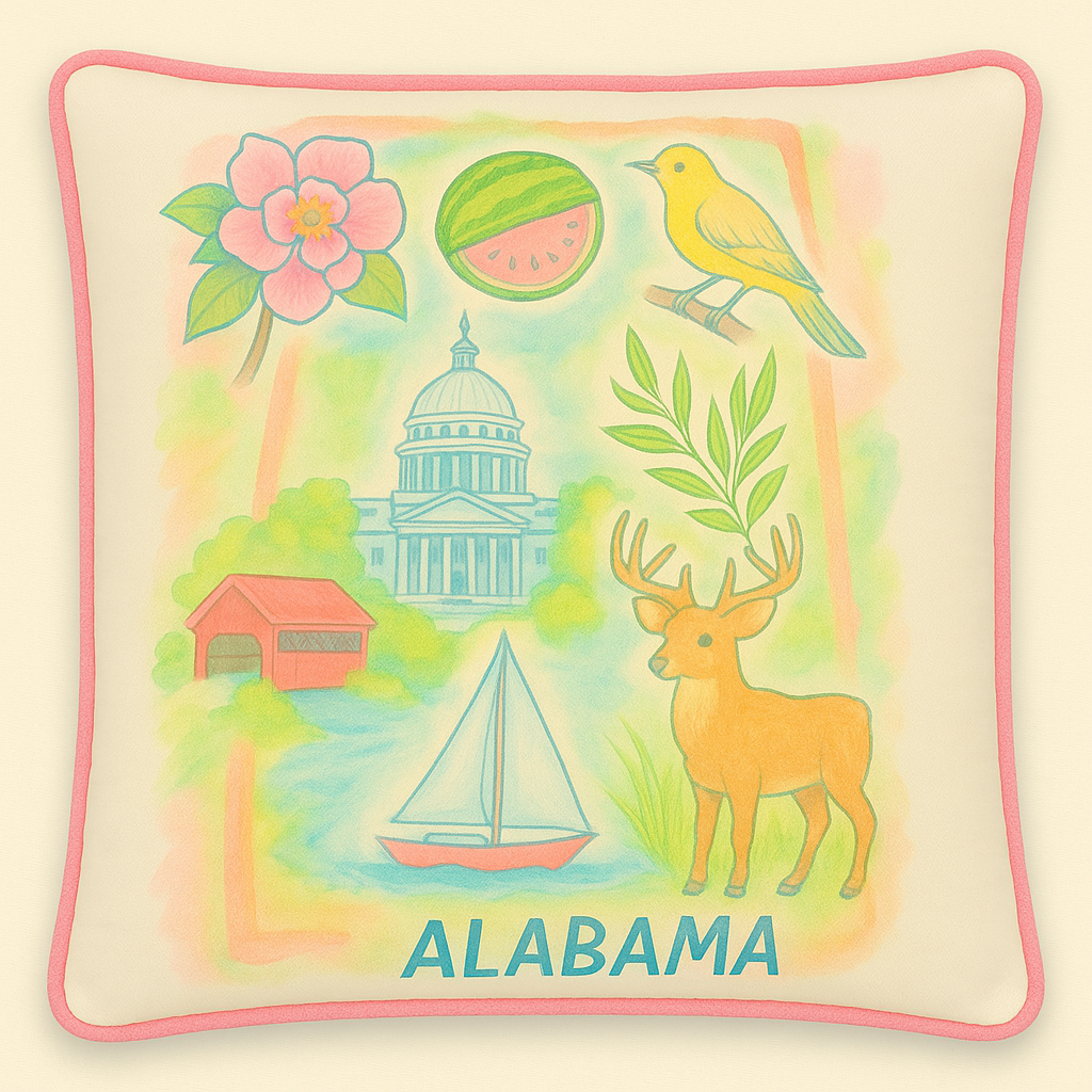 WANDERSOUTH ALABAMA SQUARE PILLOW