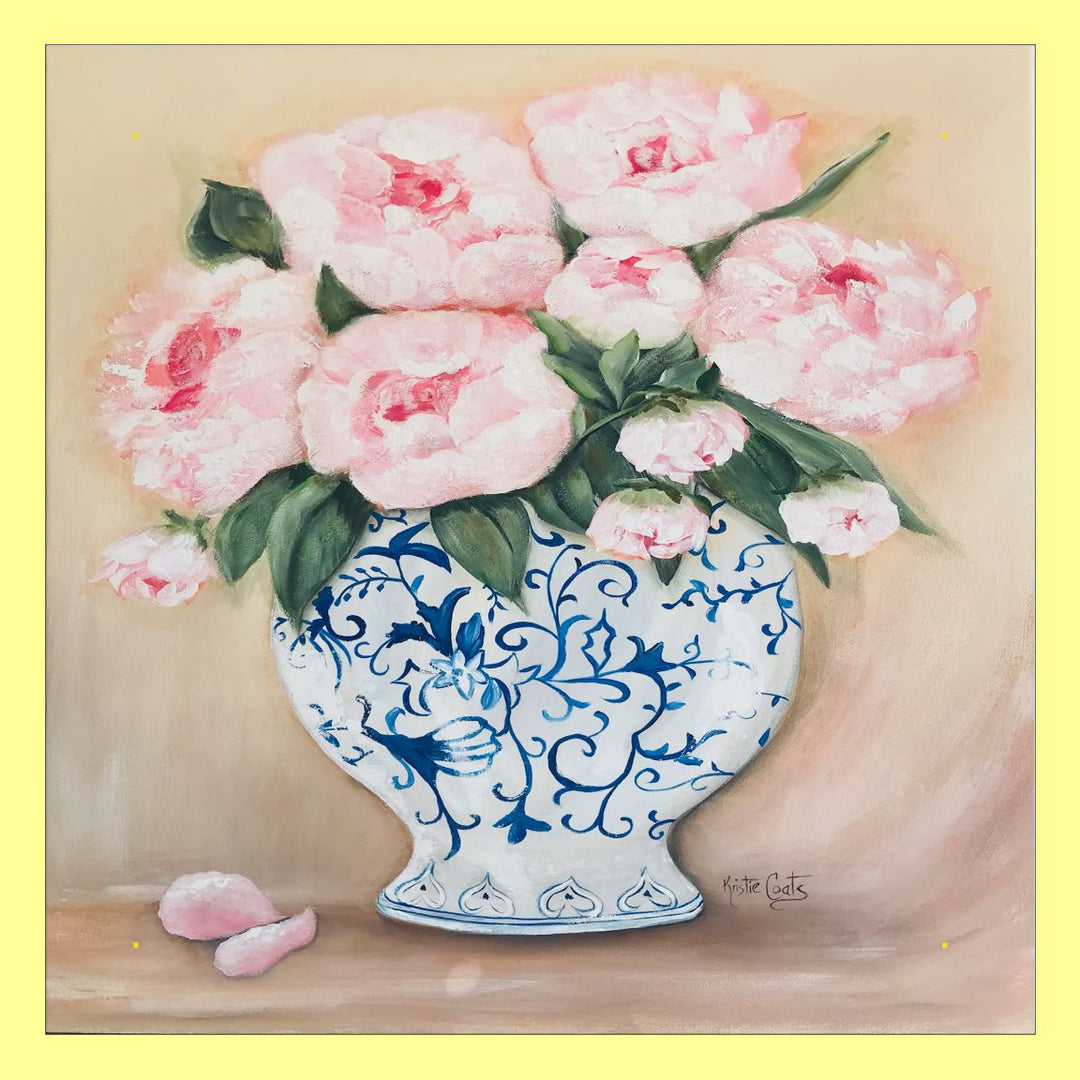 Kristie Pink Roses In Blue Vase Swap