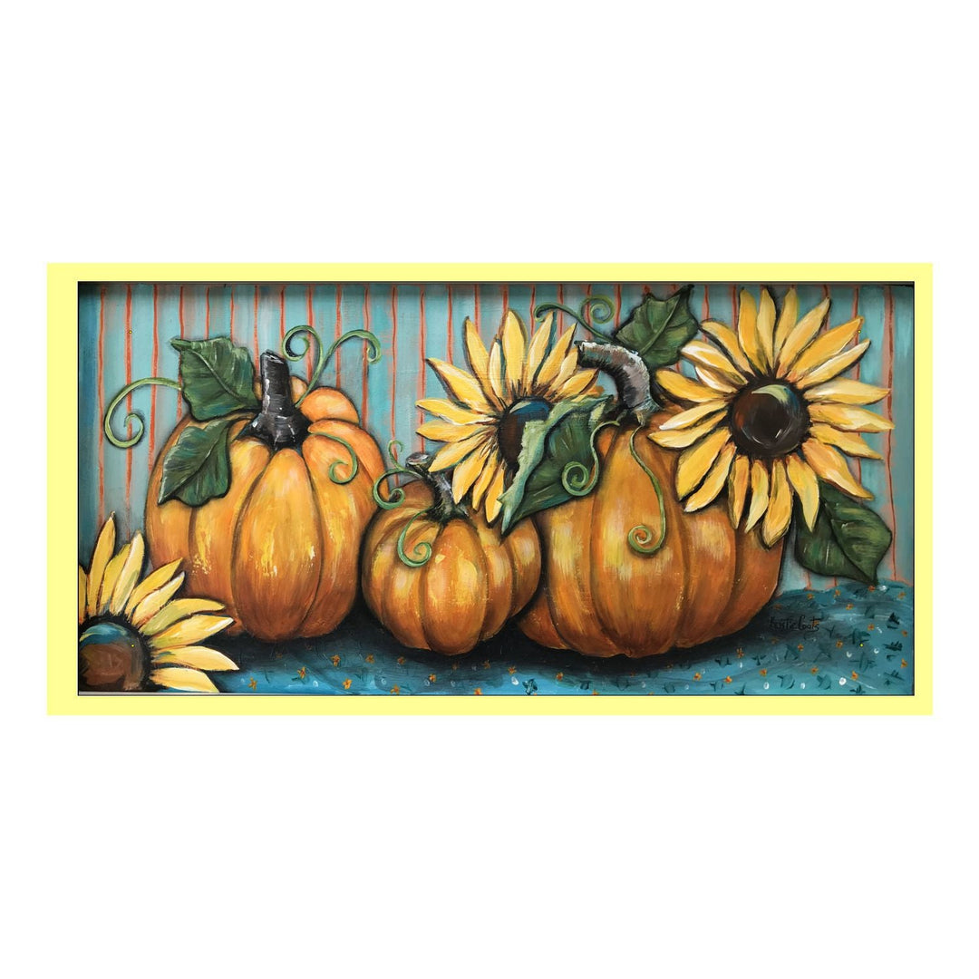 Kristie 3 Pumpkins & Sunflowers On Teal Swap