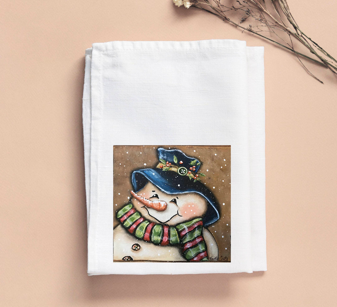 Kristie Snowman With Blue Hat Tea Towel