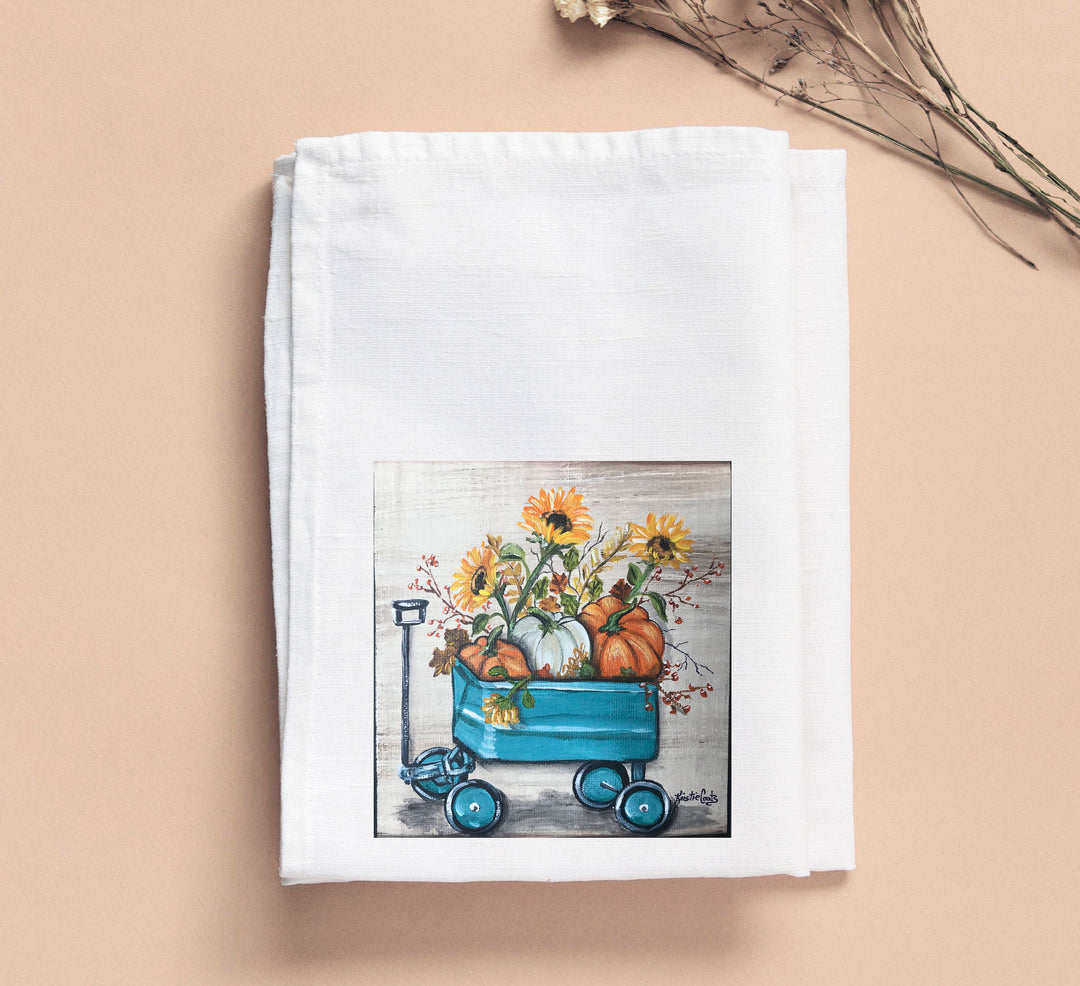 Kristie Turquoise Fall Wagon Tea Towel