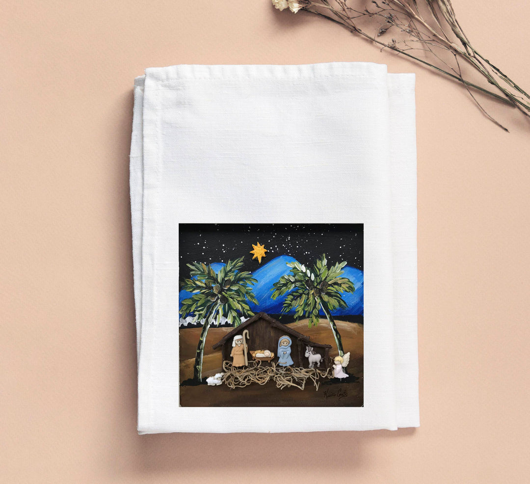 Kristie Star Over Manger Tea Towel