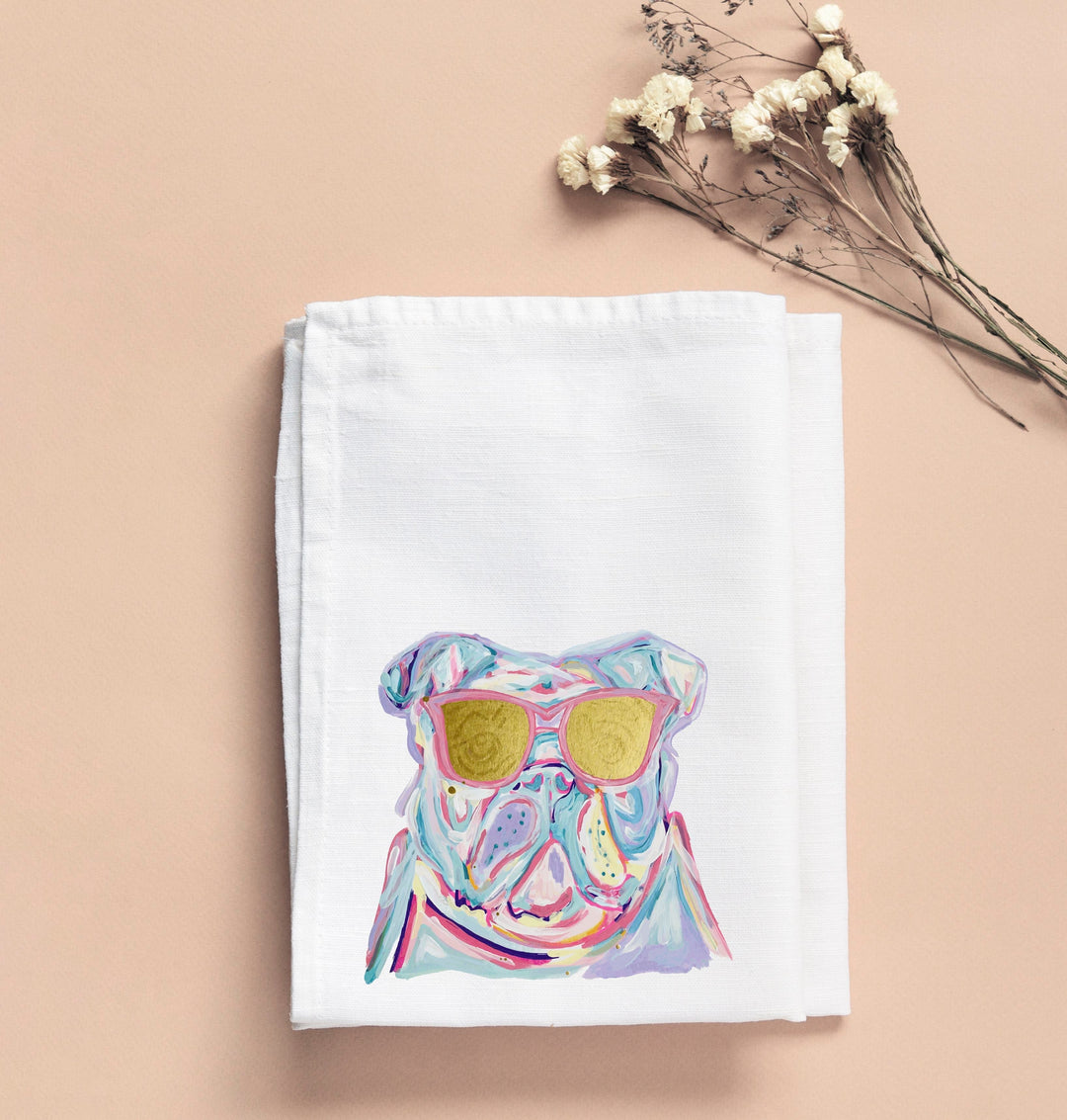Fun Bulldog Tea Towel