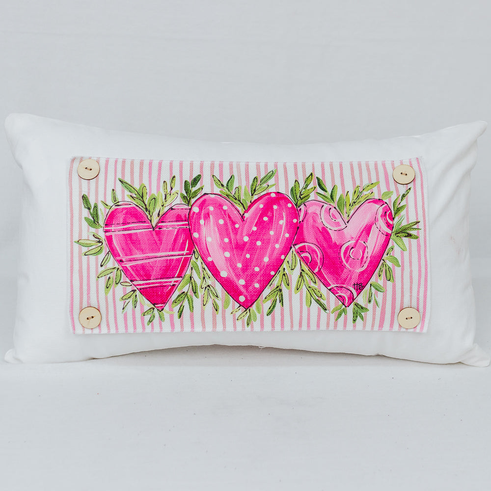 Hearts Pink Stripe Pillow Swap