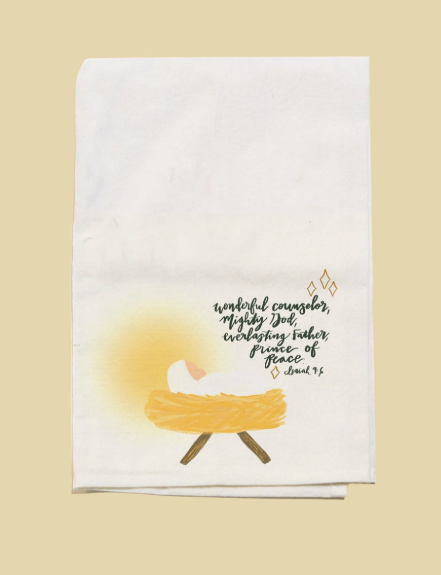 Isaiah 9:6 Nativity Tea Towel