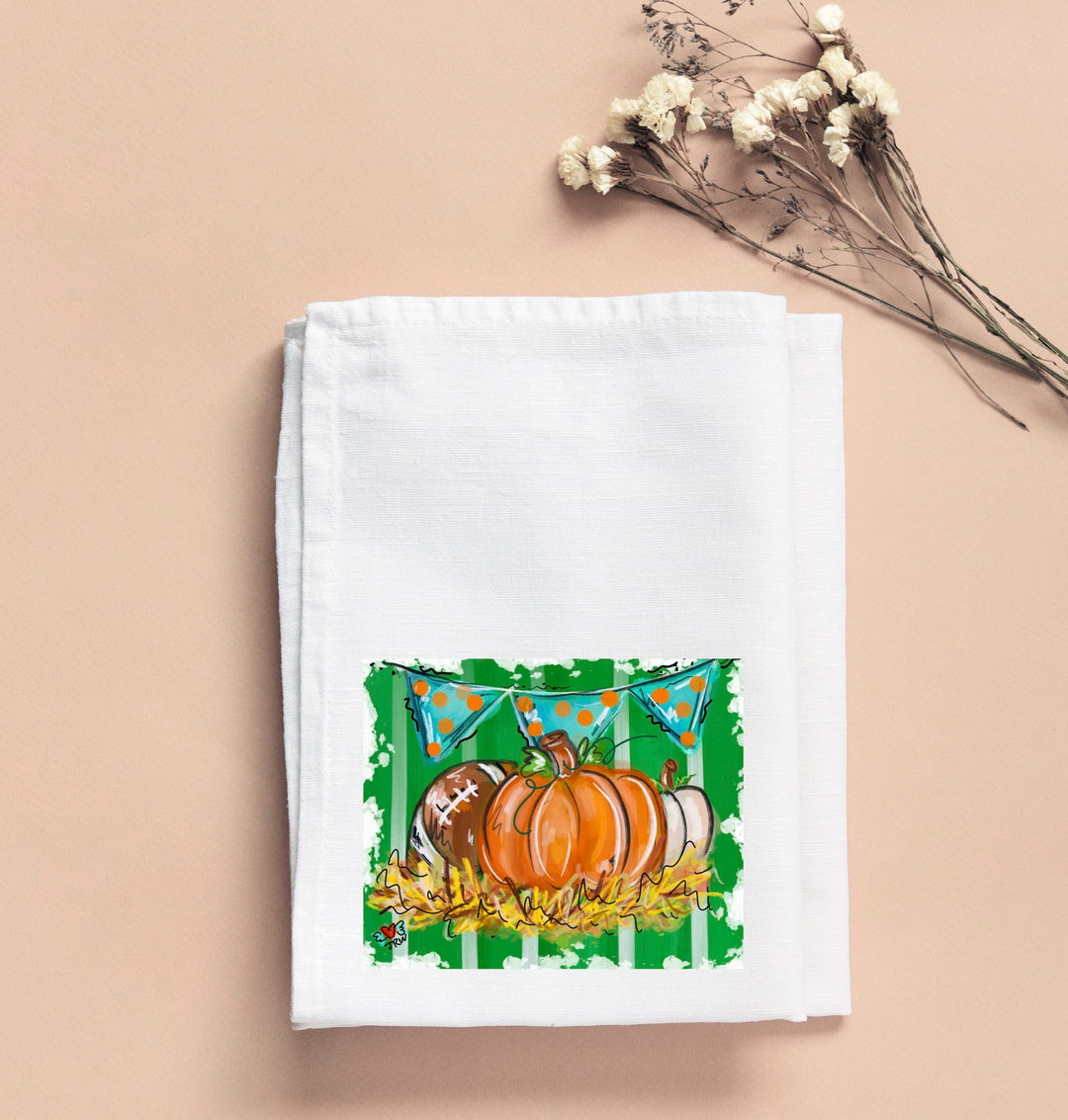Jennie's Pumpkins Football Tea Towel