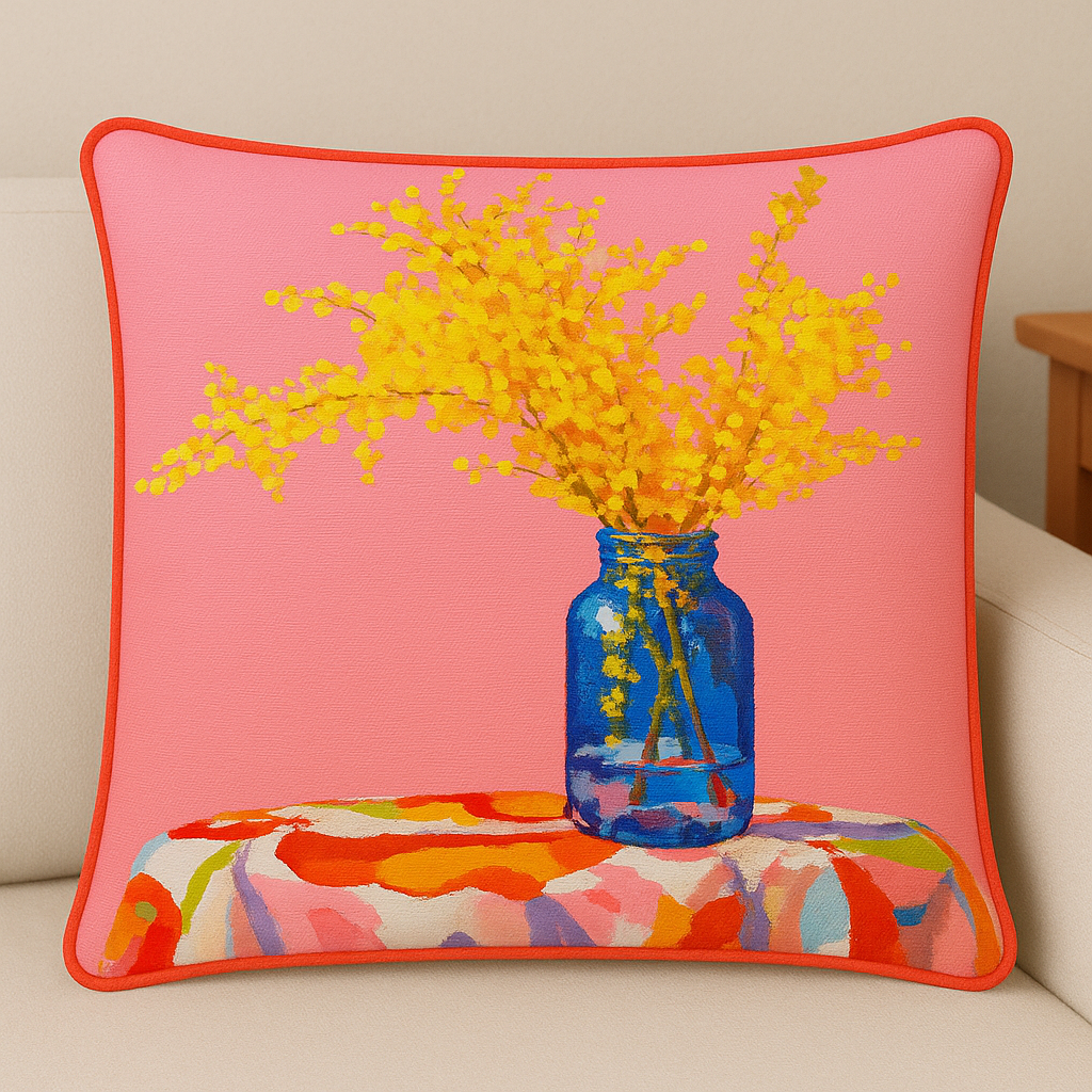 JULIA GOLDEN BLOOMS SQUARE PILLOW