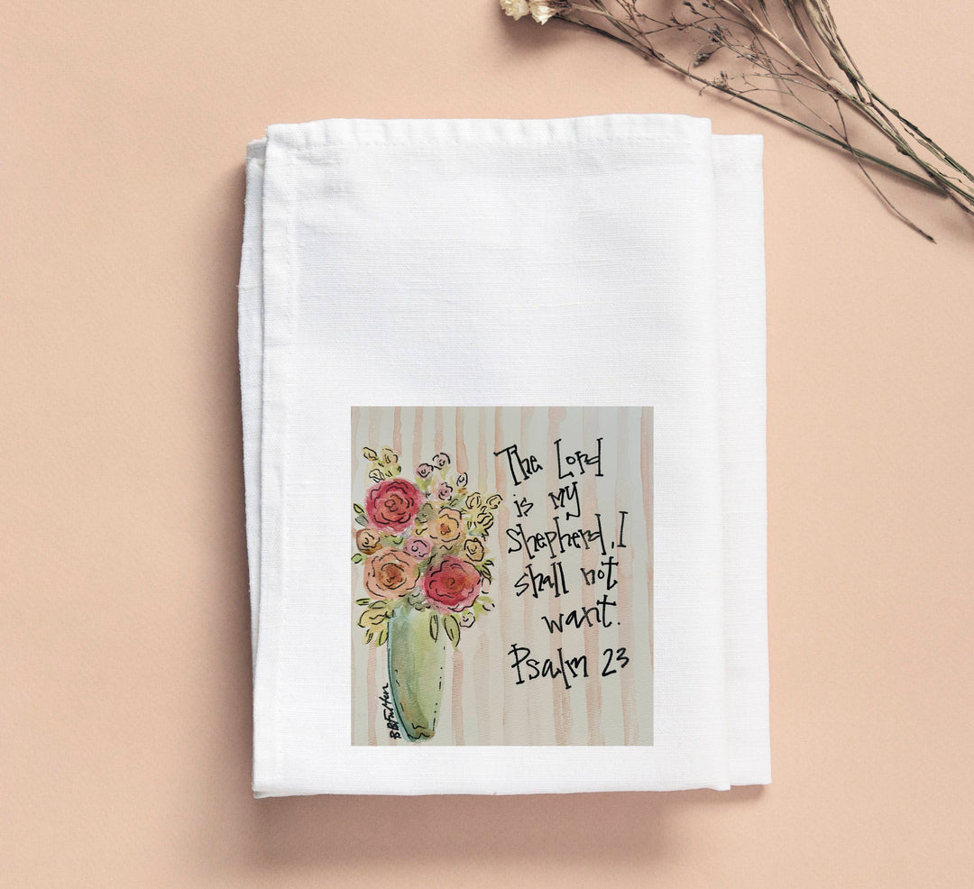 Bridgett The Lord Is My Shepherd Floral Tea Towel