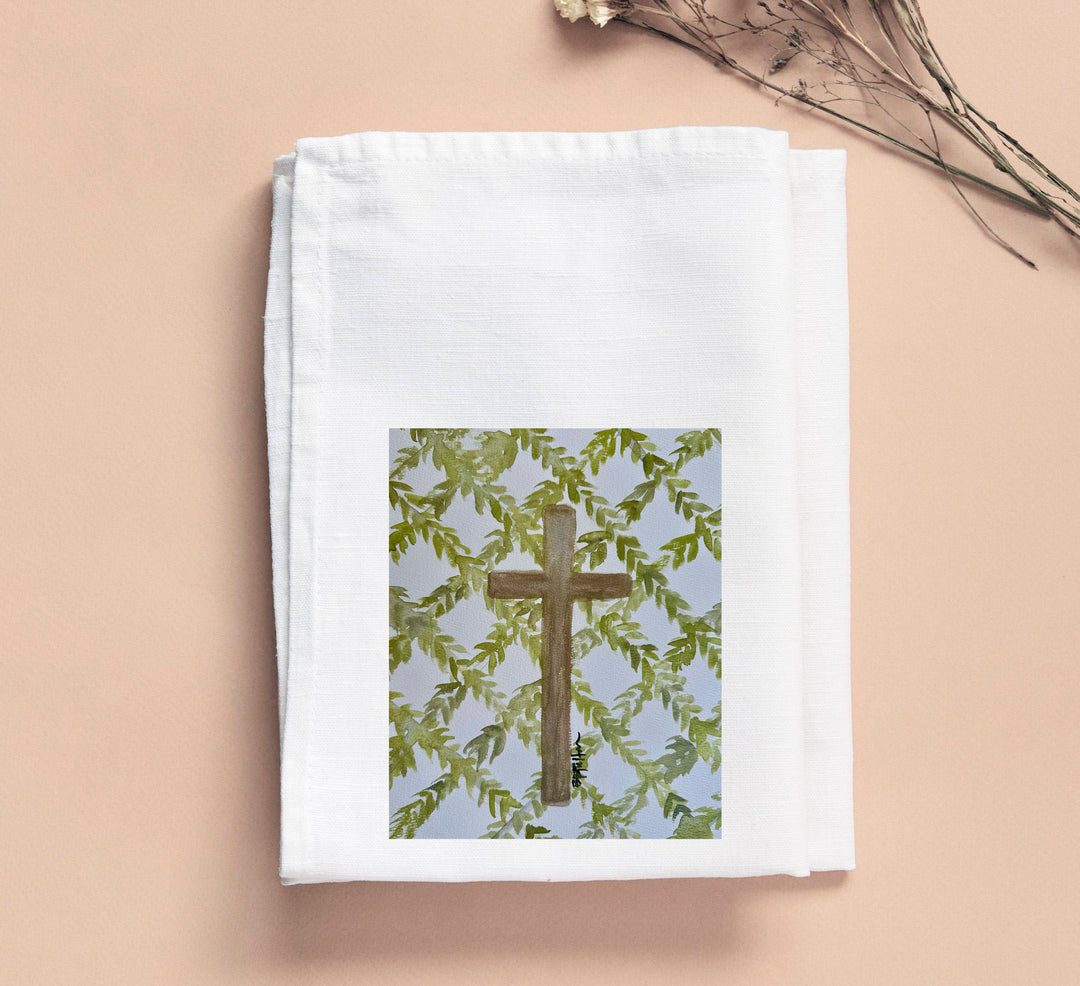 Bridgett Cross With Greenery Tea Towel