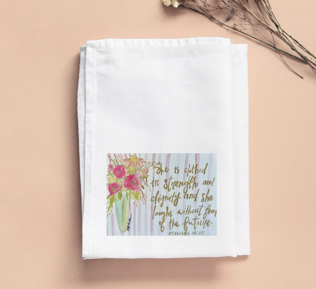 Bridgett She Is Clothed Floral Tea Towel