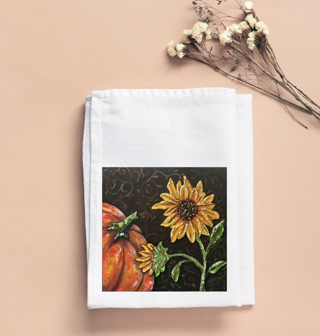 Kristie's Pumpkin Sunflower Tea Towel