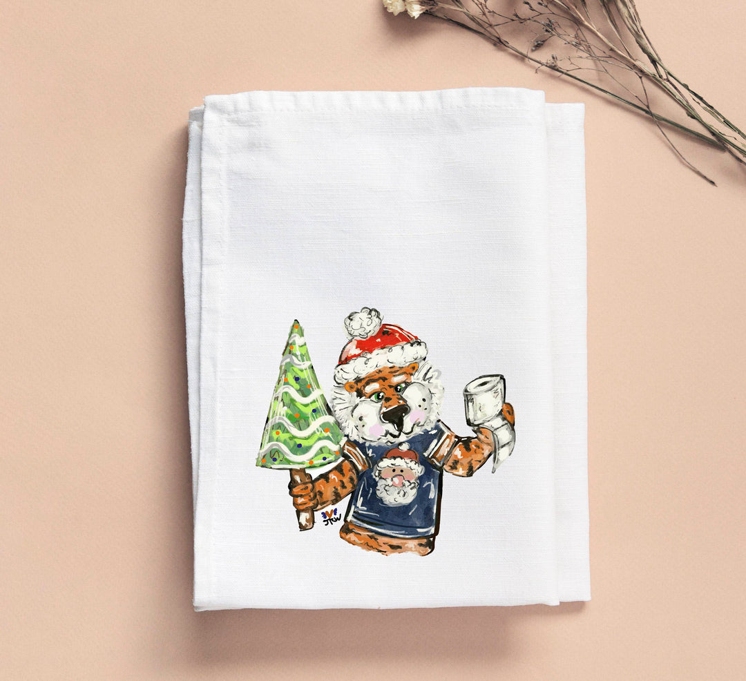Jennie Christmas Tiger Navy Tea Towel