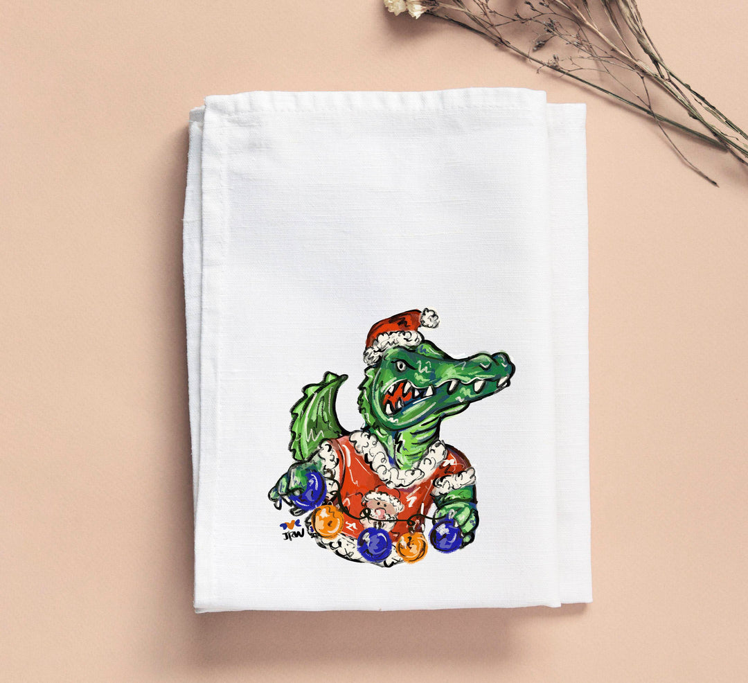 Jennie Christmas Gator 2 Tea Towel