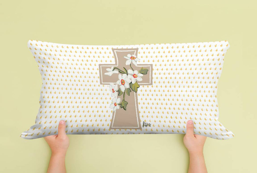 Laura Khaki Spring Cross Pillow
