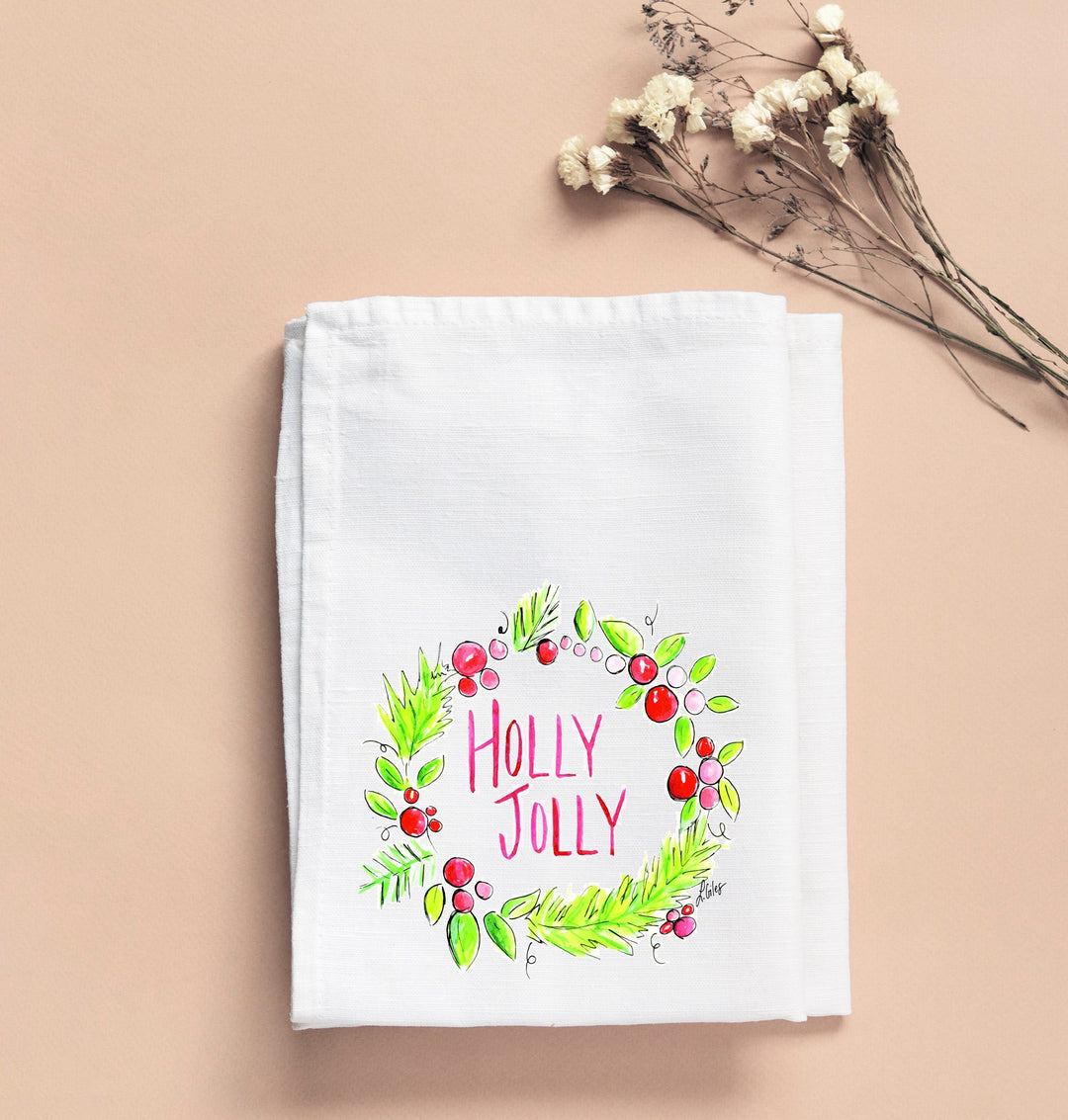 Laura's Holly Jolly Tea Towel