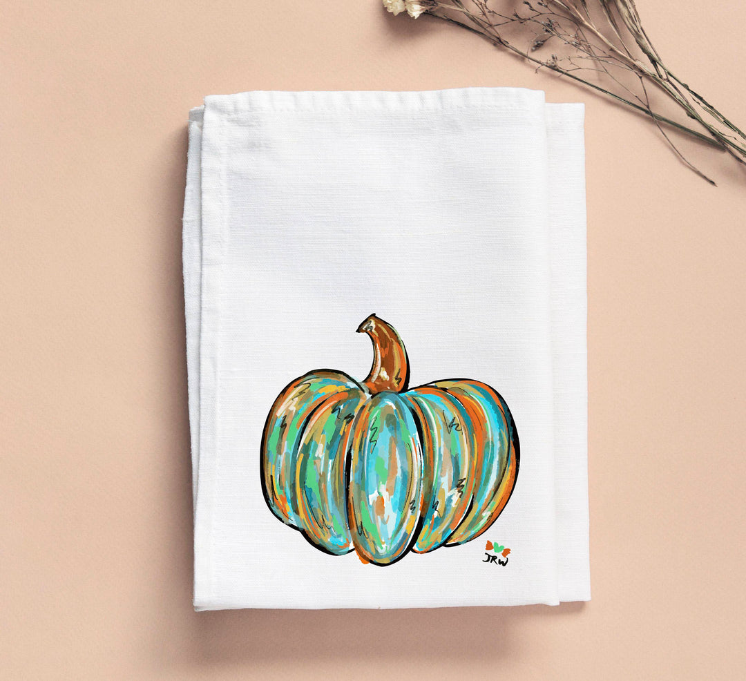 Jennie 1 Watercolor Pumpkin Tea Towel