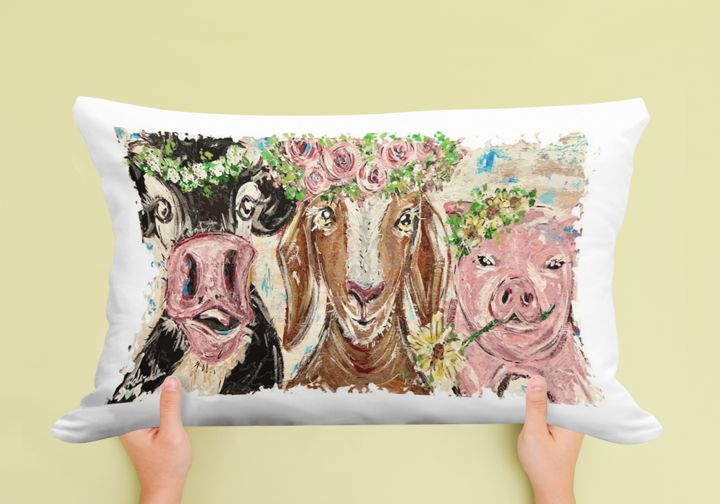 Flowery Barn Friends Pillow 14 X 20