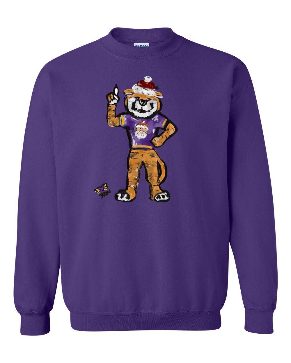 JENNIE CHRISTMAS PURPLE & GOLD TIGER CREW NECK SWEATSHIRT