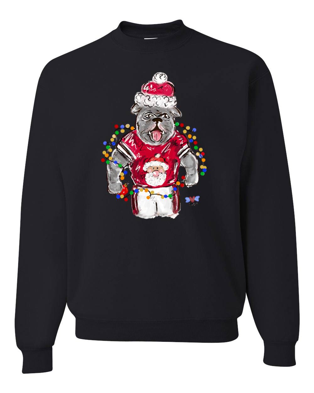 JENNIE CHRISTMAS RED BULLDOG CREW NECK SWEATSHIRT