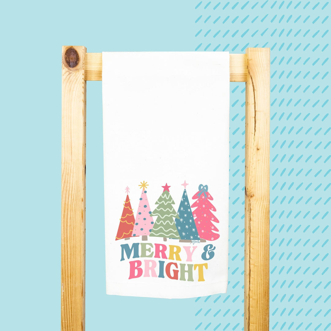 Merry Bright Trees Tea Towel