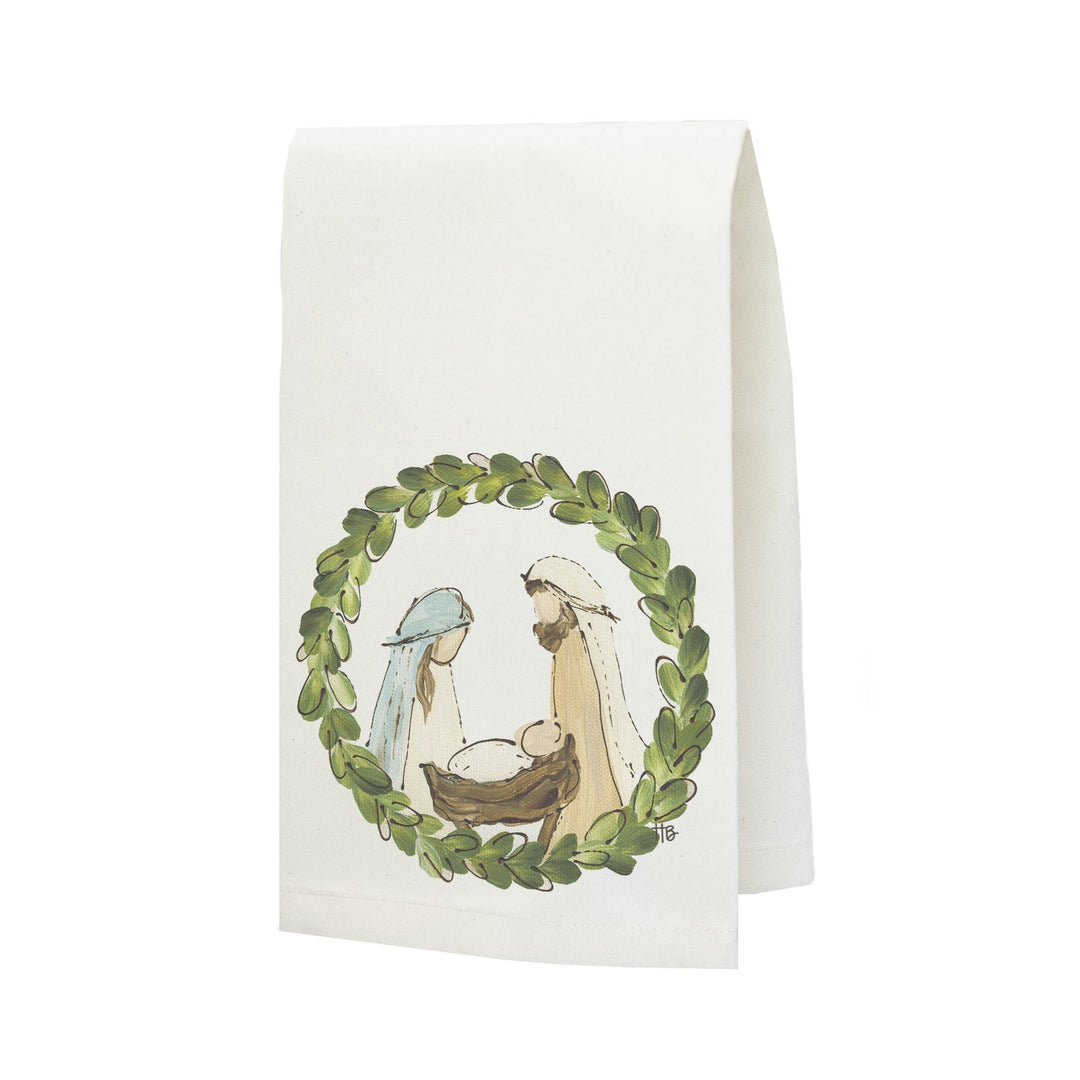Manger Wreath Tea Towel