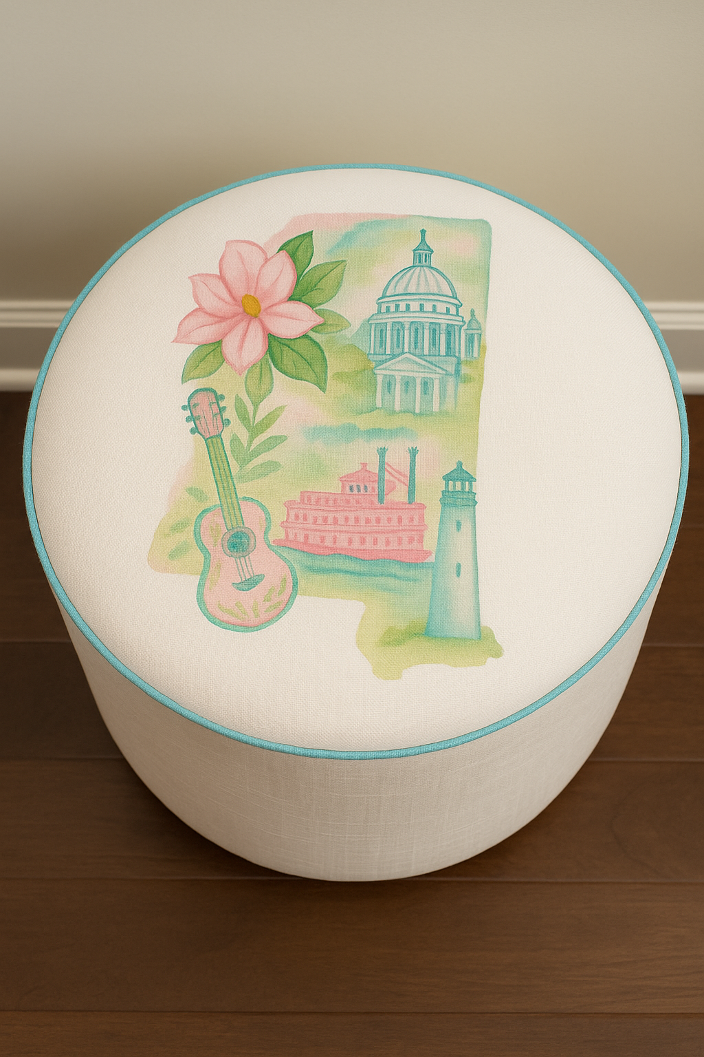 WANDERSOUTH MISSISSIPPI ROUND OTTOMAN