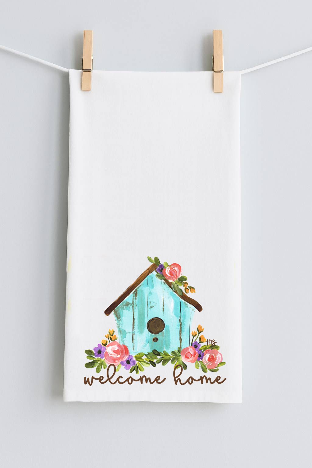 Welcome Home Birdhouse Tea Towel