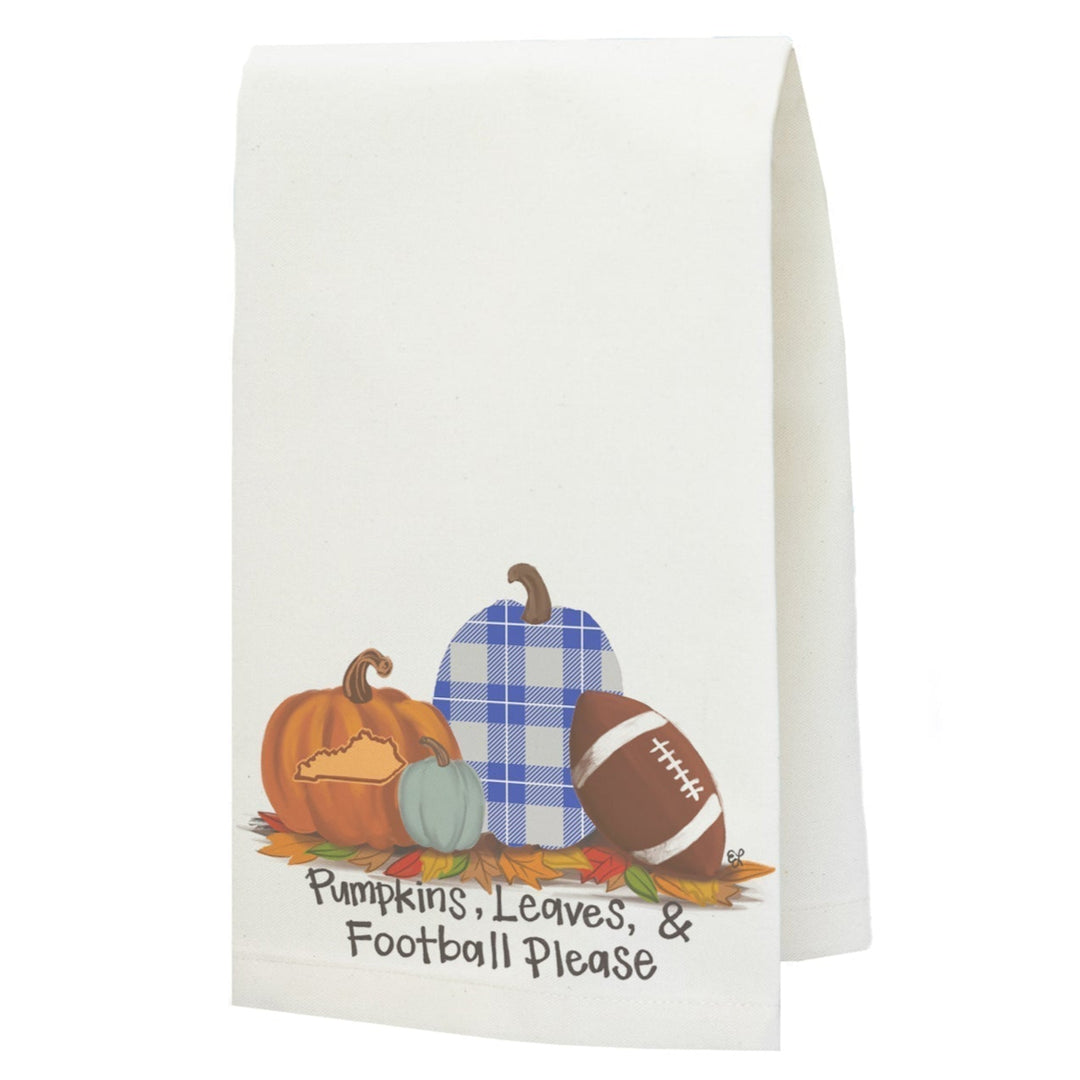 Lexington Pumpkins Leaves Football Tea Towel
