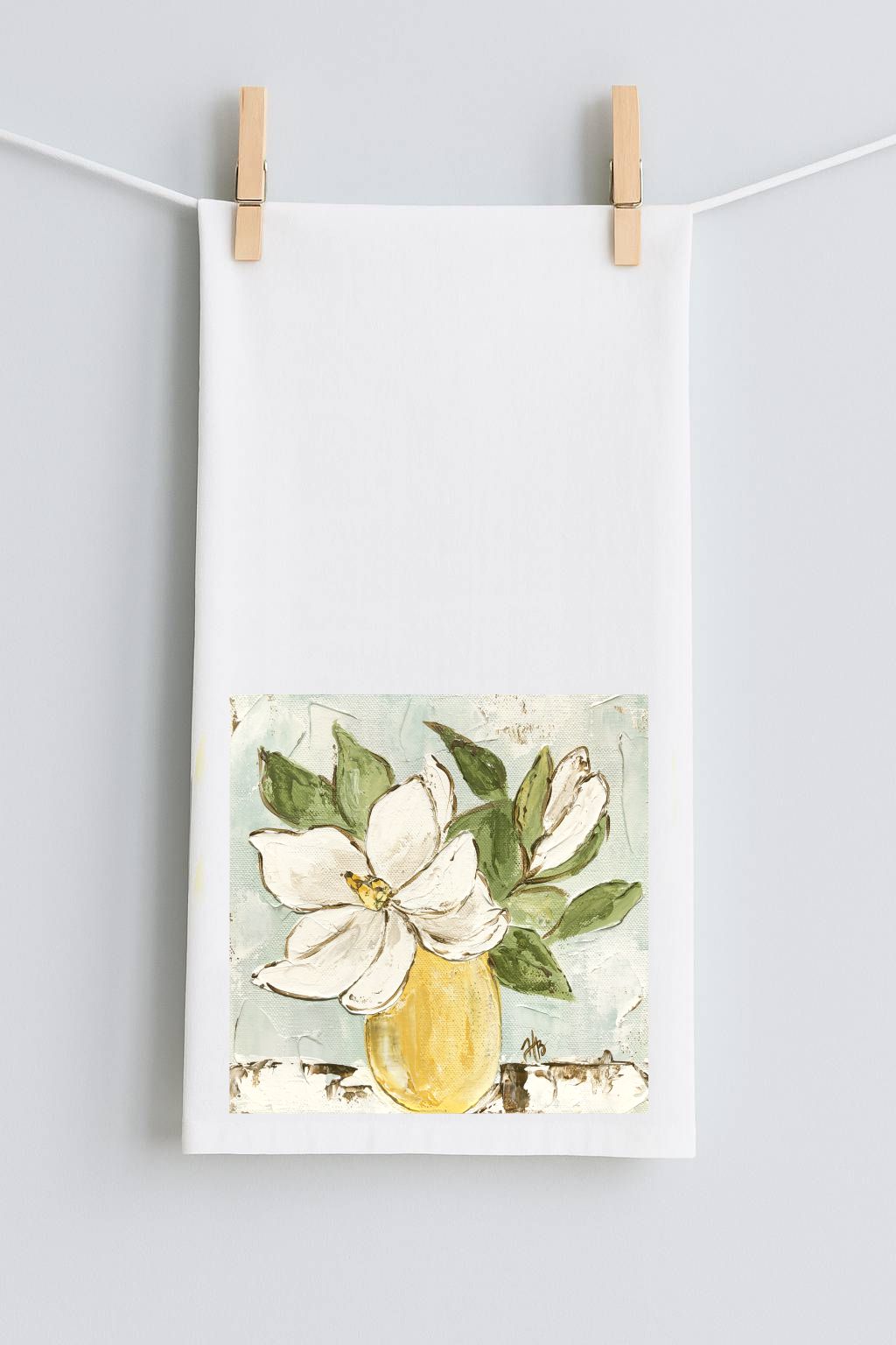 Haley Magnolia Yellow Vase Tea Towel