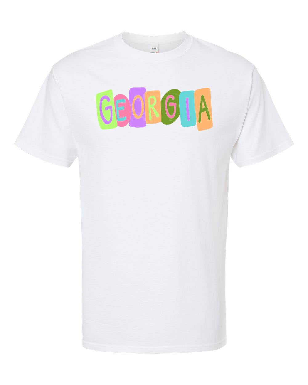 Emmalee State Crayon Letters Georgia Short-Sleeve