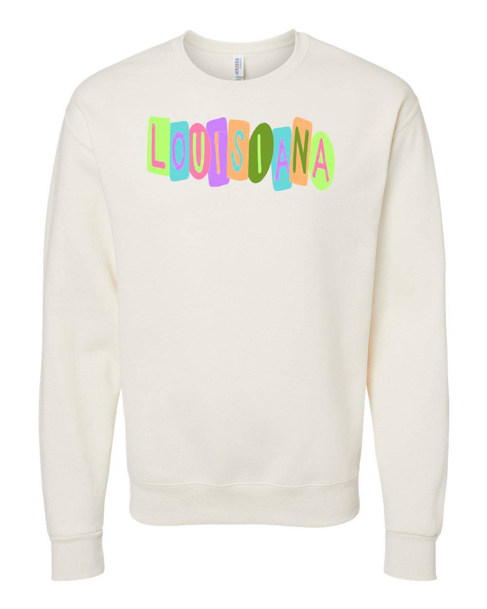 Emmalee State Crayon Letters Louisiana Sweatshirt