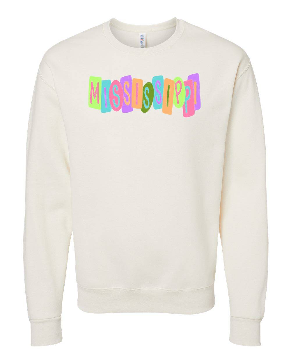 Emmalee State Crayon Letters Mississippi Sweatshirt